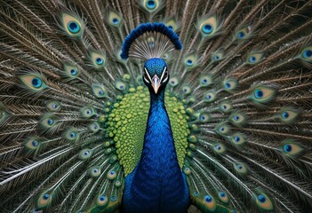 Fototapeta premium peacock with feathers out of focus