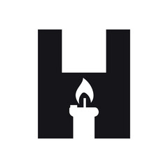 Initial candle Logo combine with letter H vector template