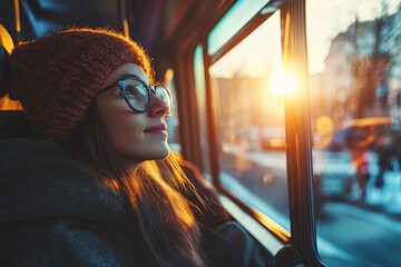 Ultra Quality Picture of Close Up Woman Traveling by Bus
