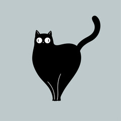 Black Cat Standing in Funny Pose