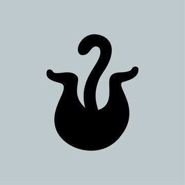 Black Cat Back with Curved Tail