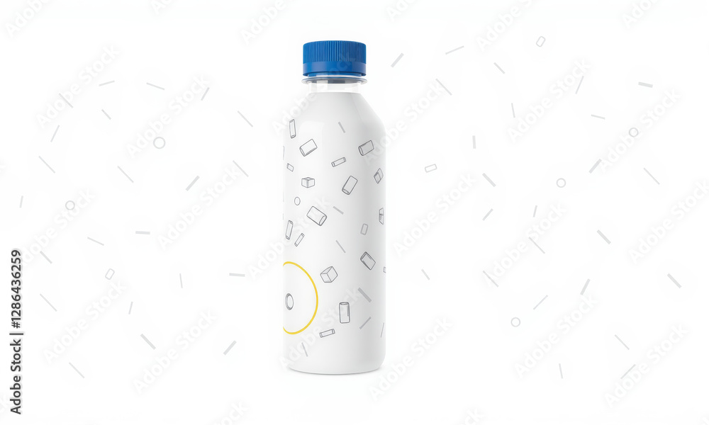 Poster reusable water bottle mockup featuring minimalist design with geometric patterns. ideal for showcasi