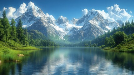 Fototapeta premium Mountain Lake Scenic View (2)