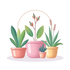 Obraz premium Colorful potted plants in a modern style