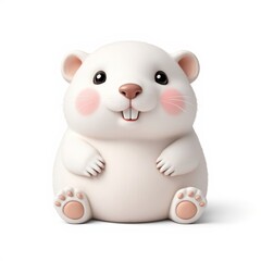 Naklejka premium Cute cartoon hamster smiling against a white background