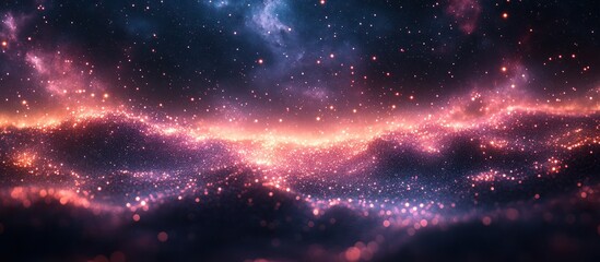 Naklejka premium Glowing nebula with cosmic dust and stars.