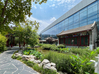 Fototapeta premium A view of the China Garden at Beijing Daxing Airport