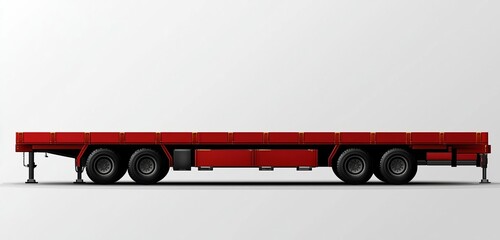 Flatbed trailer truck vector mockup on white for vehicle branding, corporate identity