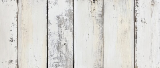 Wooden planks background, distressed white paint, rustic texture, shabby chic design, natural wood surface, ideal for home decor and graphic projects.