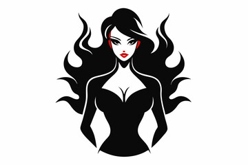 hot lady icon set silhouette vector