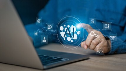 AI ,Business intelligence technology concept. data science, enhanced work efficiency data analysis and efficient tools, innovative technology background.