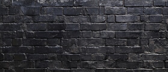 Fototapeta premium Black brick wall background for photography, design, or texture. Dark urban texture ideal for posters, websites, and creative projects. High-resolution image.