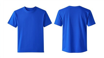 Royal Blue Crew Neck T-Shirt Mockup, Front and Back View, Isolated Background
