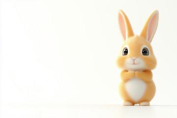 Obraz premium Cute Cartoon Bunny on White Background