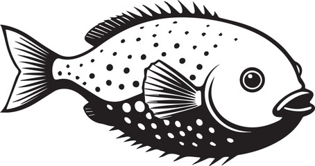 A black and white Puffer Fish silhouette design - Puffer Fish silhouette design