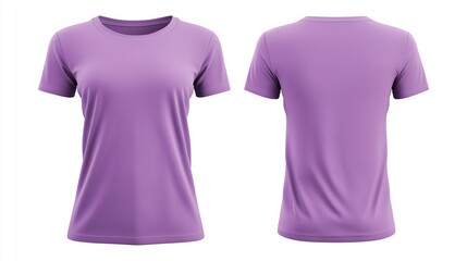 Light Purple Women's Fitted T-Shirt Mockup, Front and Back View, Isolated
