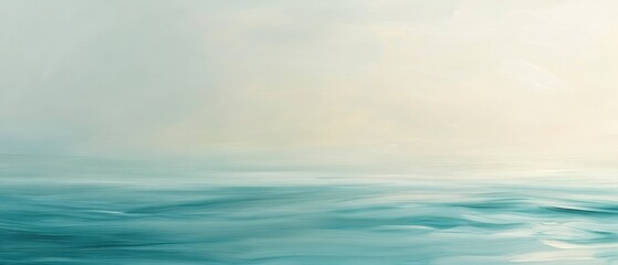 Fototapeta premium Calm sea surface reflecting soft light, serene horizon with gentle waves, tranquil ocean scenery for relaxation, meditation, and nature-themed designs.