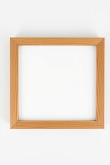 Wooden picture frame with a square opening, suitable for showcasing artwork or photographs. Minimalistic.