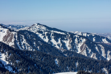snow covered mountains in winter