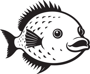 A black and white Puffer Fish silhouette design - Puffer Fish silhouette design