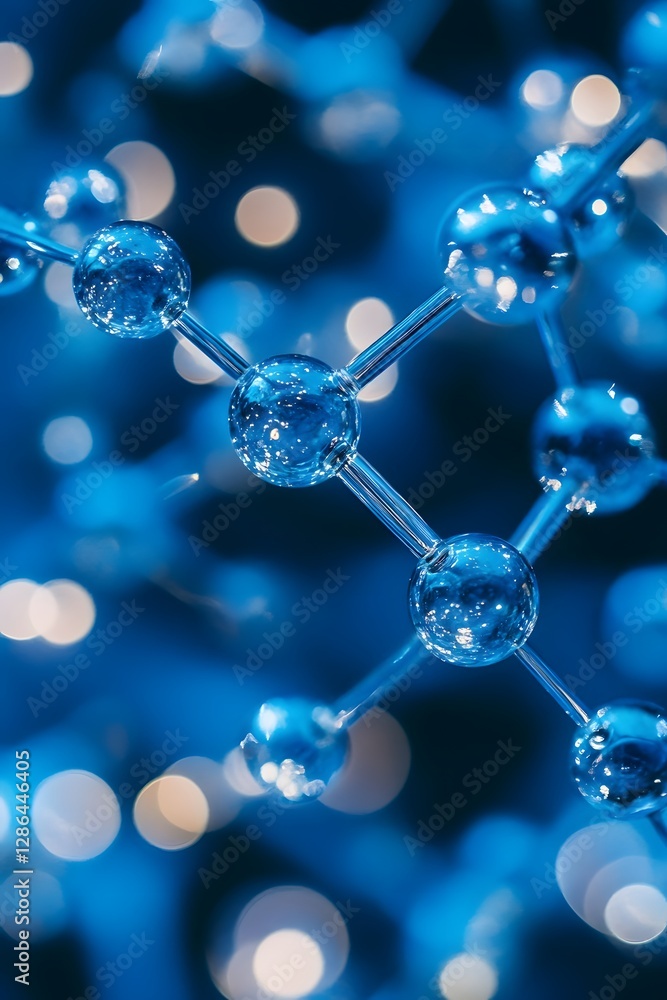 Poster closeup view of a molecular structure with spheres and lines