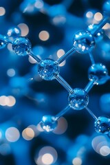 Closeup view of a molecular structure with spheres and lines