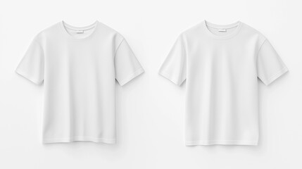 White Oversized T-Shirt Mockup, Front Views, Isolated on White