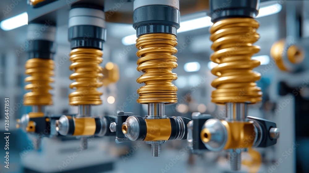 Poster a variety of springs displayed on a machine, showcasing different types and sizes used in various me