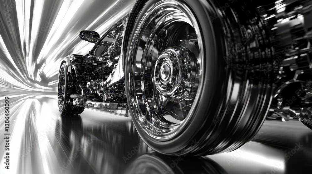 Poster a striking motorcycle stands out against a softly blurred background, emphasizing its design and det