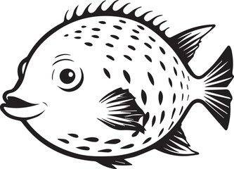 A black and white Puffer Fish silhouette design - Puffer Fish silhouette design