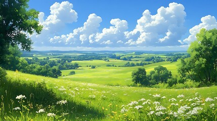 Fototapeta premium Summer Meadow Landscape View