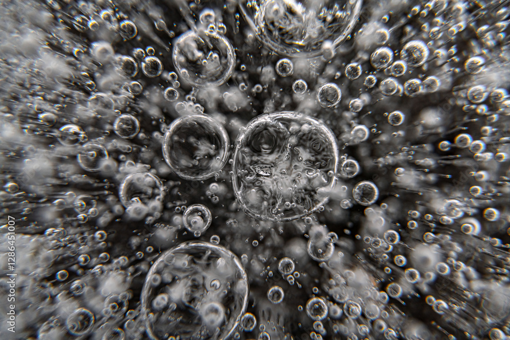 Poster close up macro shot of ice surface with frozen bubbles - texture for computer graphics, texturing, c