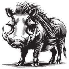 warthog vector black and white on a white background