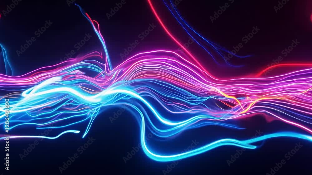 Poster colorful light trails intertwine and shift in mesmerizing patterns, creating an energetic and captiv
