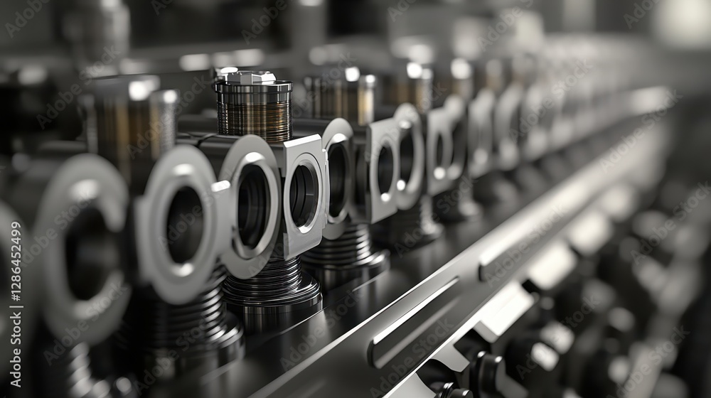 Poster a variety of metal pipes displayed neatly on a shelf, showcasing different sizes and shapes for vari