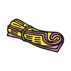 Doodle newspaper icon hand drawn with thin line in minimalistic style and colored. Vector illustration isolated on white background