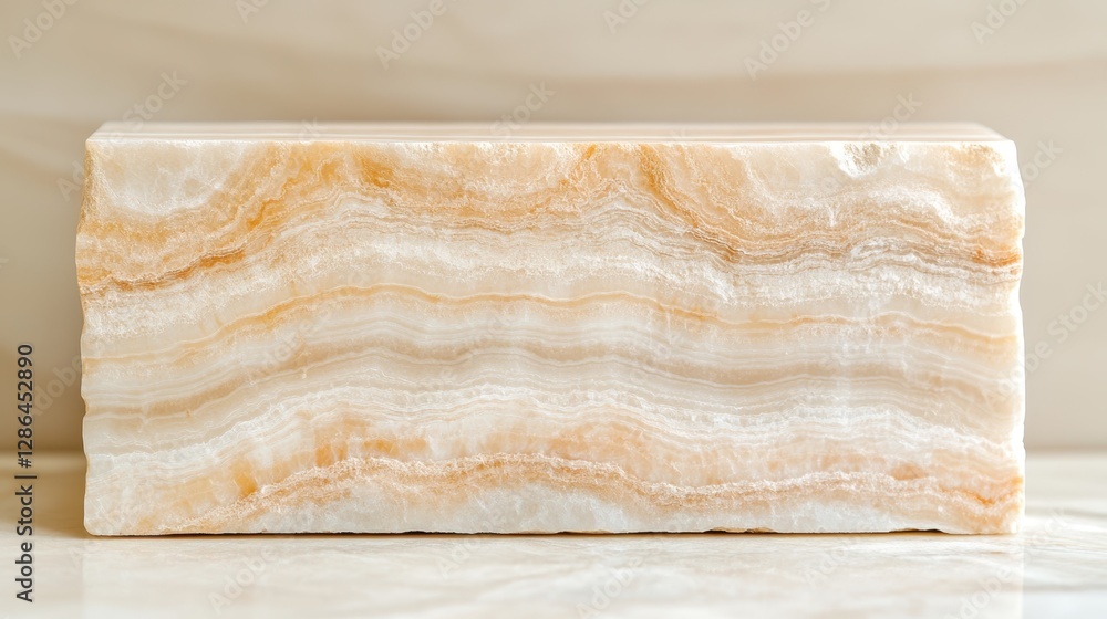 Poster arafed marble block rests elegantly on a marble table, showcasing its intricate patterns against a c