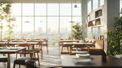Sunlit Modern Restaurant with City Views