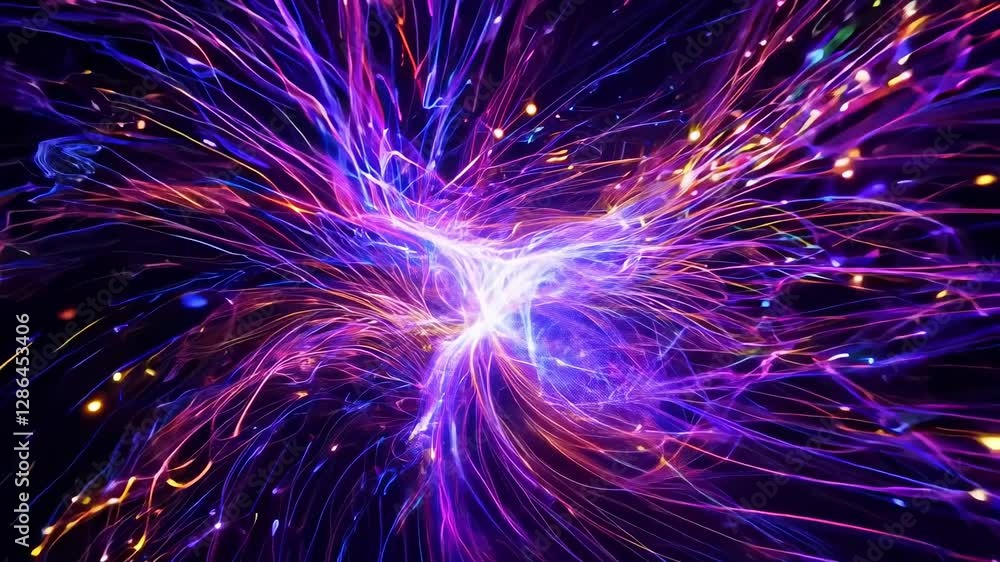 Poster a dazzling display of vibrant particles rushes forward, creating an exciting sense of depth and moti