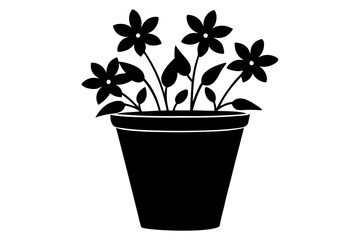 "Flower Pot Silhouette Vector Illustration - SVG Design for Home Decor"

