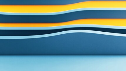 Abstract Blue Yellow Wave Pattern Soft Light. AI Generated