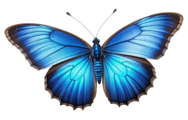 Beautiful Blue Butterfly Isolated on Transparent PNG Background.