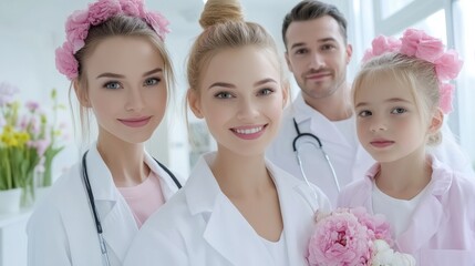 Illustrating the Essence of Healthcare A Depiction of Doctors and nurses walking through a hospital discussing medical teamwork and highlighting collaboration, communication, and shared expertise