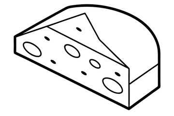 Line Art Cheese Block - Artisanal Food Lab Vector Illustration