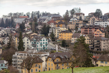 Obraz premium Switzerland, Lucerne, Old town Altstadt, traditional architecture cityscape