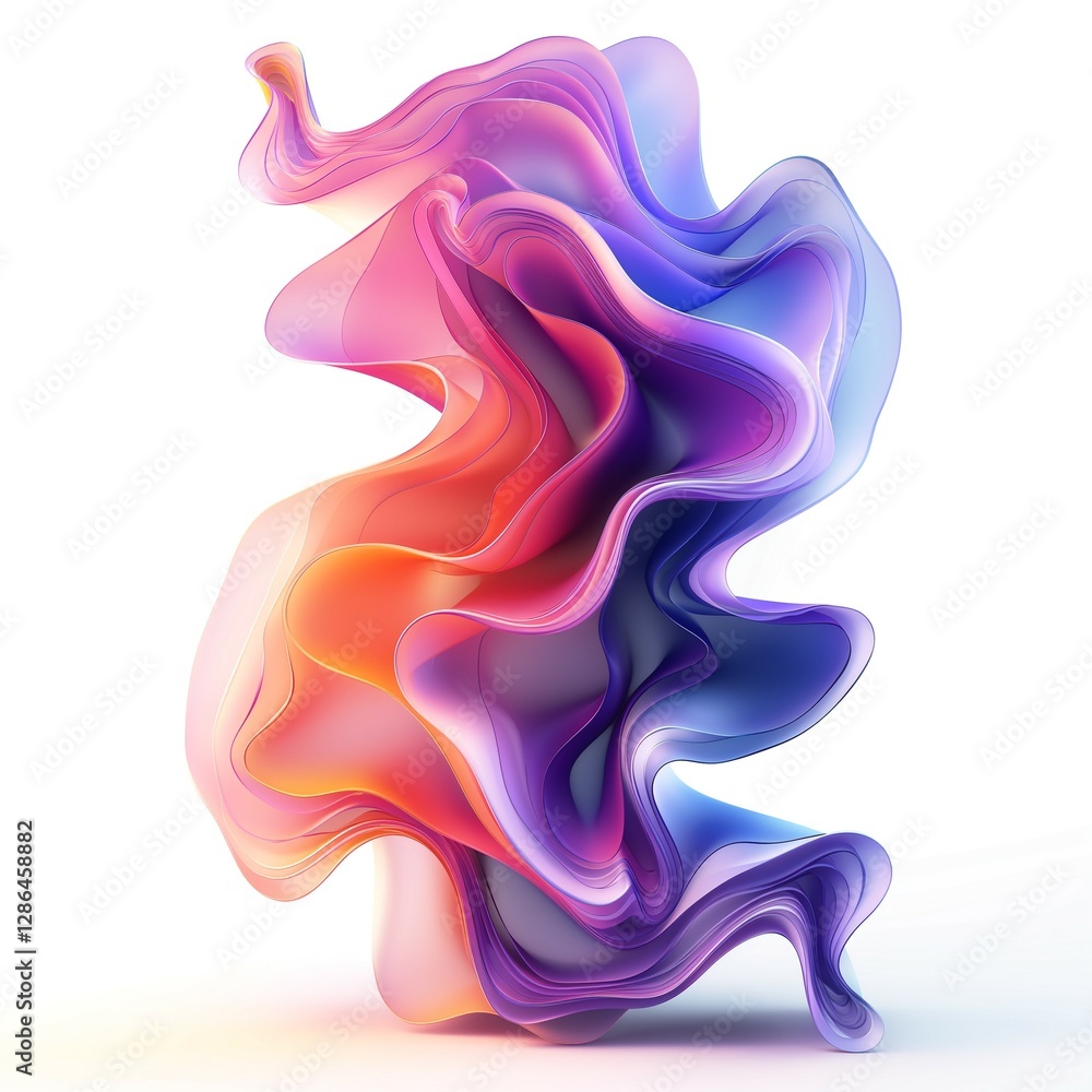 Poster a captivating swirl of vibrant colors in dynamic shapes, creating an ethereal and modern abstract de