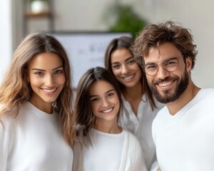 Fototapeta premium Unlock success with A multiethnic team of entrepreneurs discussing business strategies using a TV display for infographics Boost productivity and foster collaboration among diverse teams, focusing on