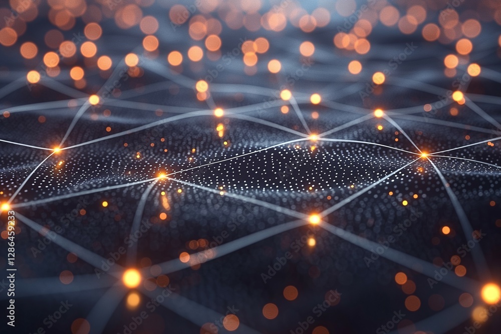 Aufkleber a captivating abstract design featuring glowing dots and interconnected lines, creating a sense of d