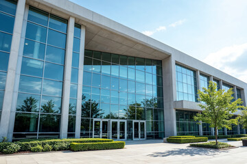 Modern high school building design showcasing sleek architecture and welcoming environment with large glass windows