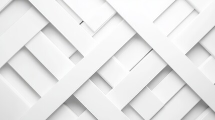 White geometric abstract background with layered overlapping rectangular shapes in three dimensional design creating depth texture and modern architectural aesthetic
